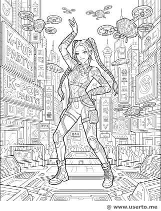 Neon Cyberpunk K-Pop Tanz