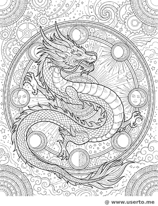 Mandala de Engranajes y Dragón Celestial