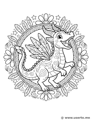 Mandala Geométrico de Dragón Alebrije Mexicano