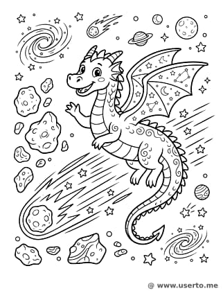 Dragón cósmico guiando un cometa