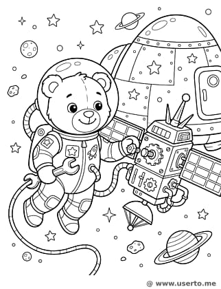 Space Bear Repairing Satellite
