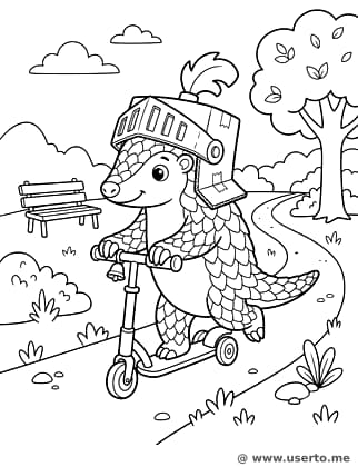 Cavaleiro pangolim na patinete