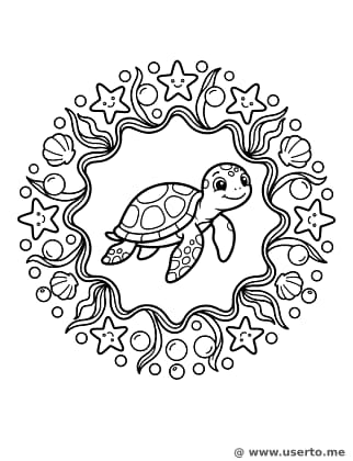 Patrón del Divertido Arrecife de Coral y la Tortuga Marina