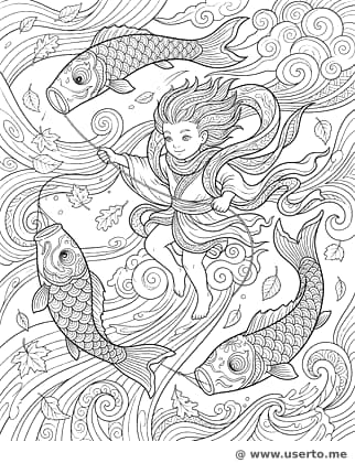 Espírito do vento soltando pipas de peixe-voador