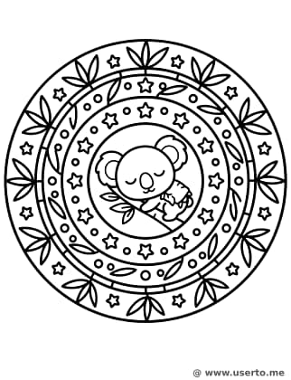 Mandala de Bambú del Coala Dormilón