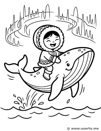 Starlight Inuit Princess Riding a Whale