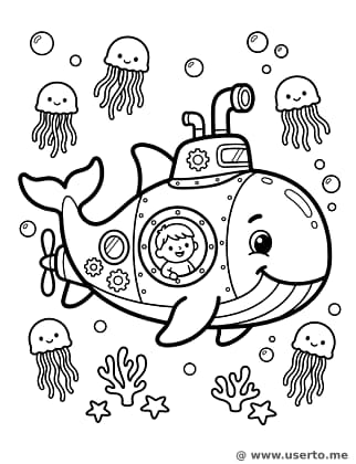Friendly Whale-Shaped Submarine