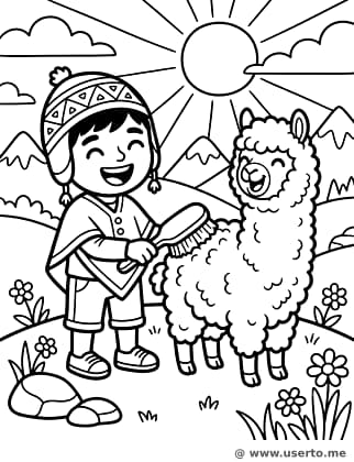 O Feliz Tosquiador de Alpacas no Peru
