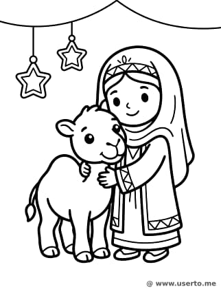 Princesa do Deserto Abraçando um Camelinho