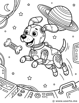 A perseguição de satélite do cachorrinho robô
