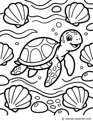 Playful Turtle Seashell Mosaic Pattern
