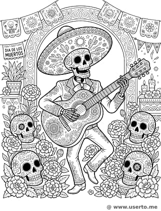 Músico de Calavera Mexicana