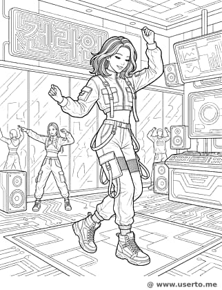 Estudio de Baile Cyberpunk en Seúl