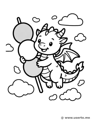 Flying Dango Dragon in the Clouds