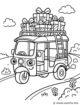 Divertido Tuk-Tuk de Dos Pisos Entregando Regalos