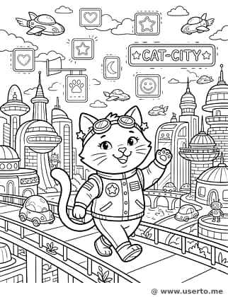 Neon City Explorer Cat