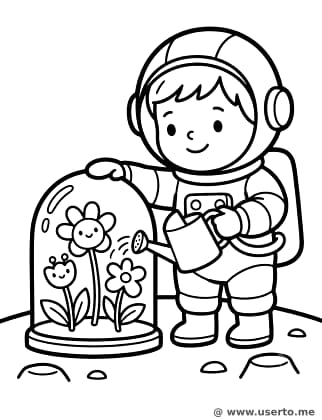 Space Botanist Caring for Moon Plants