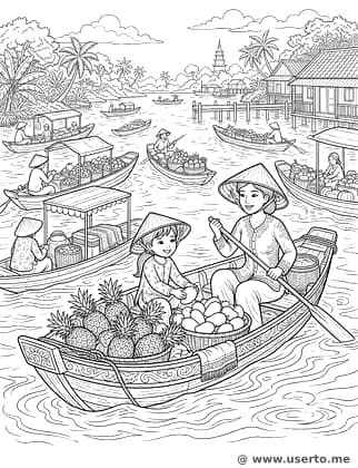 Bootsmarkt im Mekong-Delta