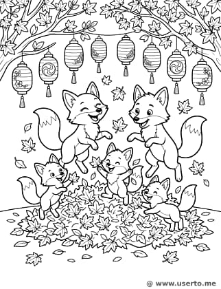Der Ahorntanz der Fuchsfamilie