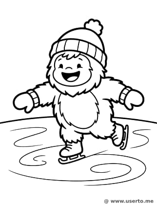Baby Yeti Skating on Ice