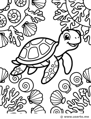 Playful Sea Turtle's Coral Mandala