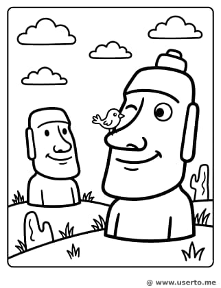 Fröhliche Moai-Statuen