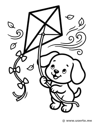 A aventura de pipa ventosa do cachorrinho