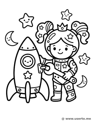 A Princesa del Espacio Reparando sua Foguete