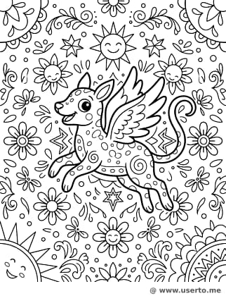Medalhão Floral de Alebrije Mexicano