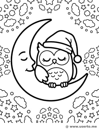 Búho soñoliento en patrón de noche estrellada