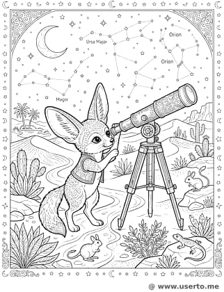 Fennec Fox Astronomer at Midnight