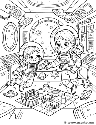 Picnic lunar de la familia astronauta