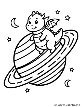 Drache gleitet auf den Saturnringen