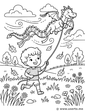 Der Drachen am windigen Tag